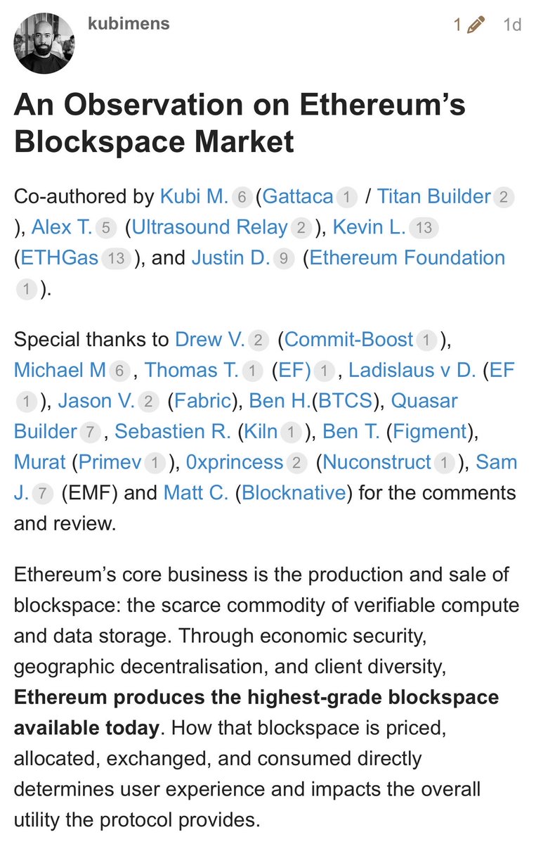 this forum post by <a href="/kubimensah/">Kubi Mensah</a>, <a href="/alextes/">alex relay/acc</a>, <a href="/lepsoe/">Kevin Lepsoe</a> &amp; <a href="/drakefjustin/">Justin Drake</a> is very interesting, here’s a binji-fied summary of it:

note: don’t shoot me, i am just summarizing. 

ethereum sells one thing: blockspace (aka trustware) 

ether is the price of that thing (aka digital trust).