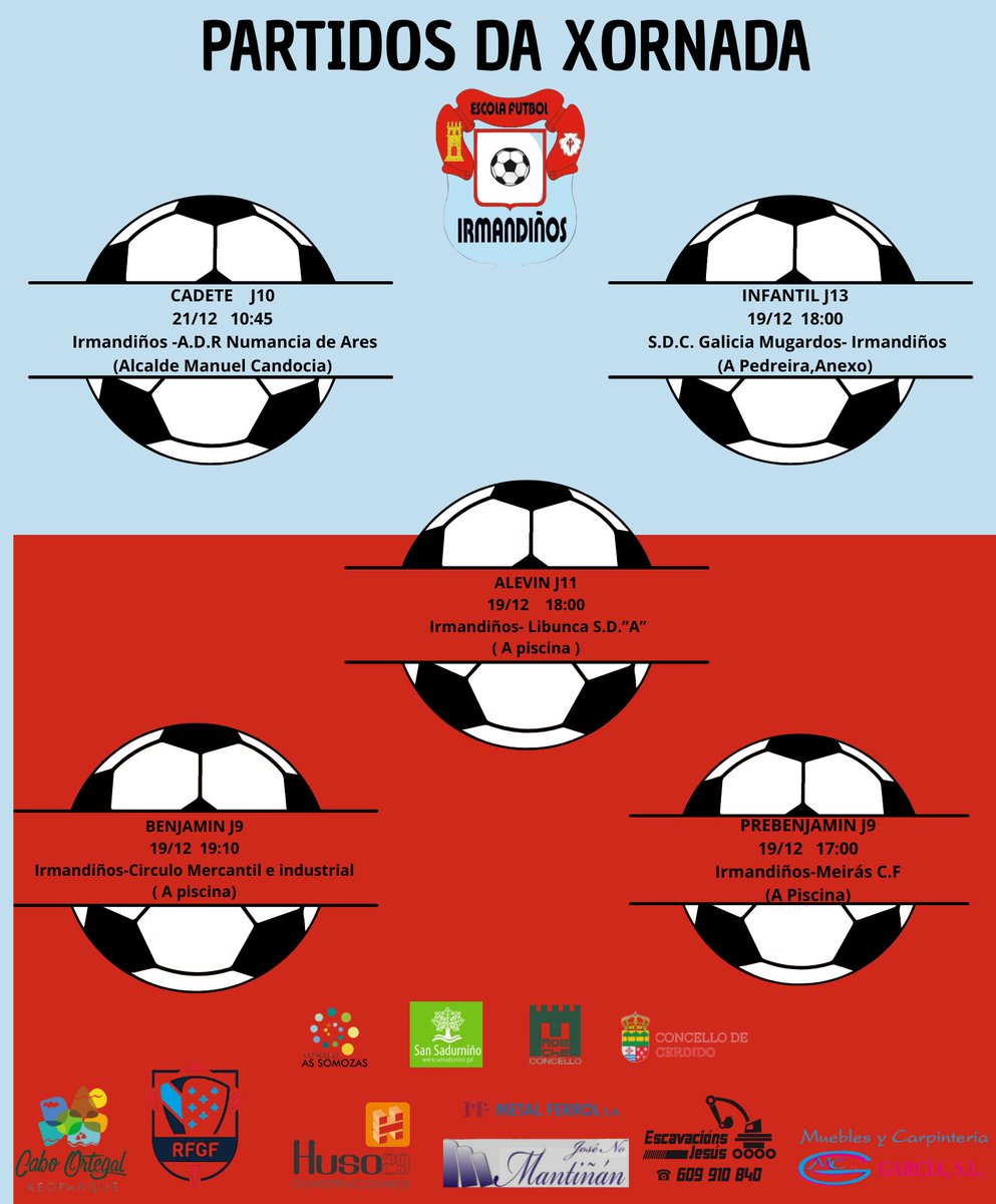 Partidos do fin de semana. Ultima do ano,
IMOS IRMANDIÑOS!!