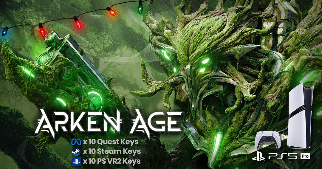 We’re kicking off the holiday season with an epic giveaway of a PS5 PRO and 10 copies of Arken Age on each platform! gleam.io/wzvOI/win-a-ps…

Thanks for all your support of the game this year and good luck! 🎁🎅  #VR #Quest3 #PSVR2 #SteamVR