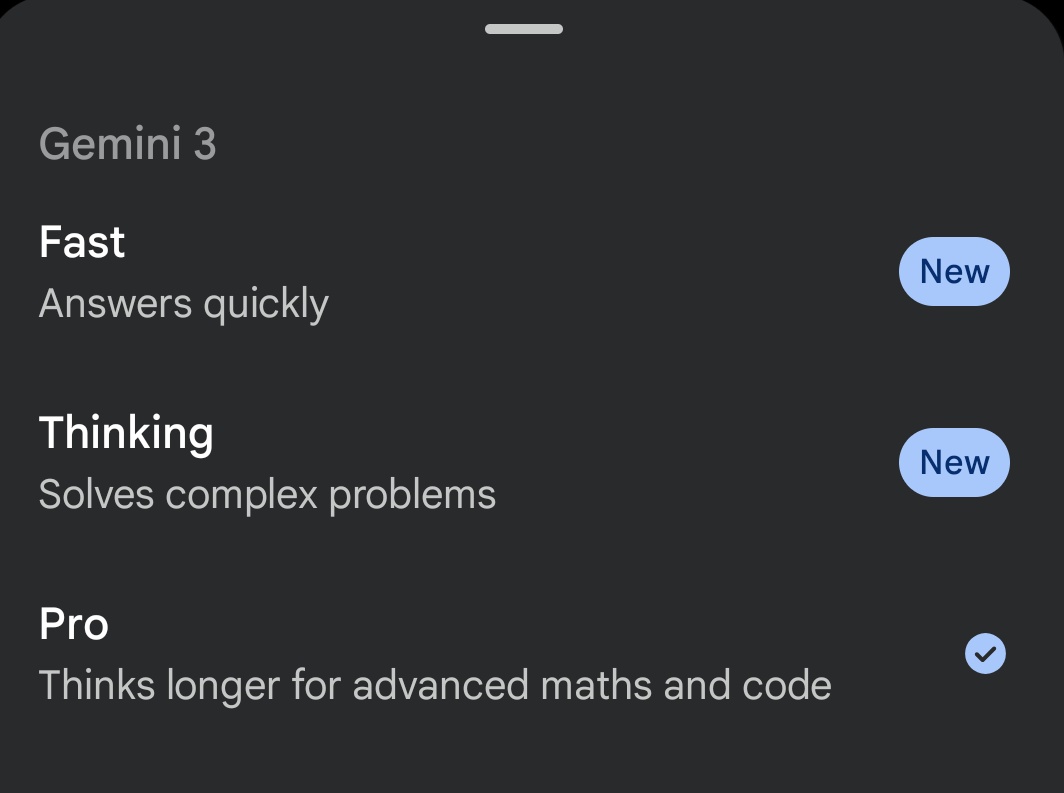 Gemini 3 model picker