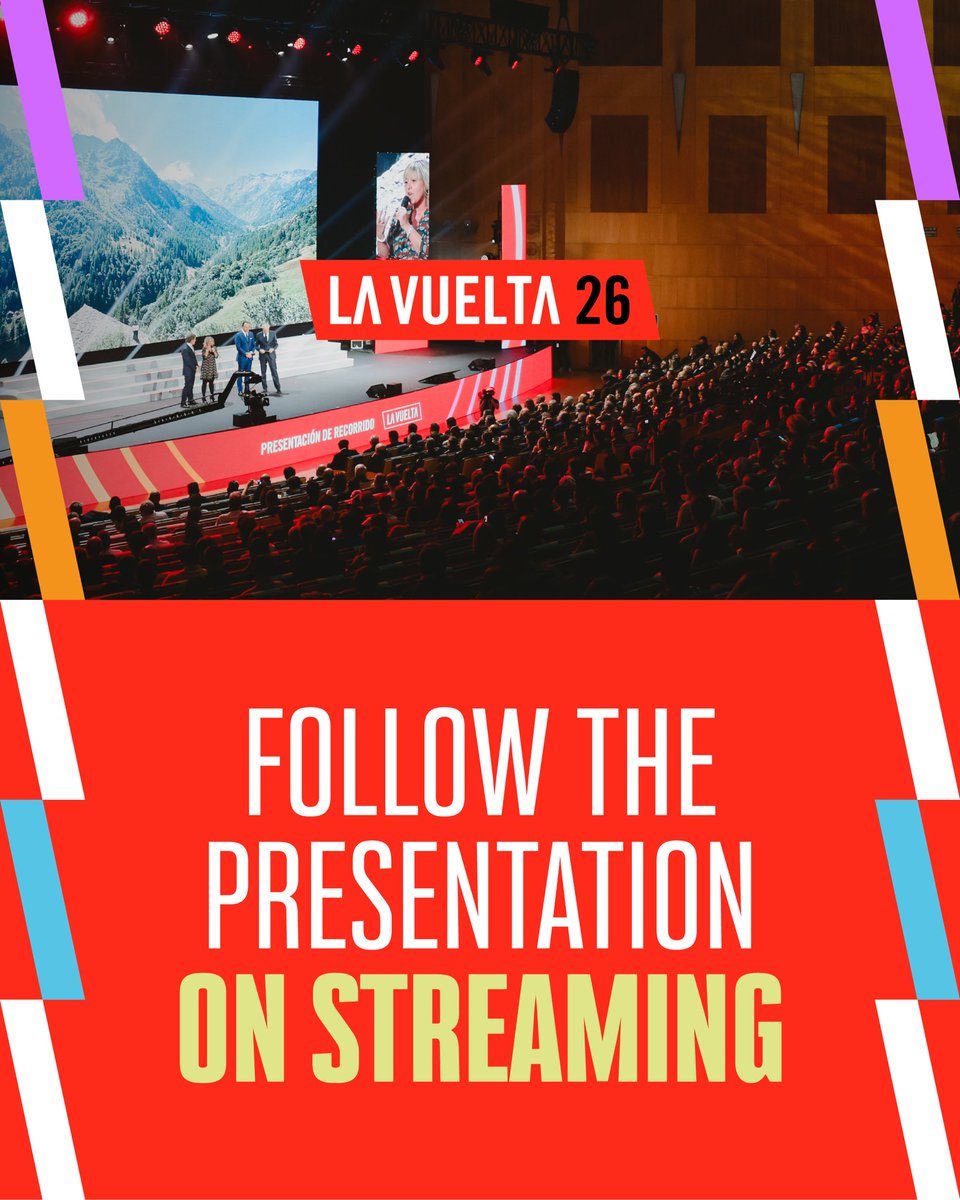 🇪🇸🖥 ¡Todo está preparado! Sigue la presentación del recorrido oficial de #LaVuelta26 en directo

🇬🇧🖥 All set! La Vuelta 26's official presentation is about to start! Follow the live stream here!

🇫🇷🖥️ Tout est en place ! Suivez la présentation officielle du parcours en direct