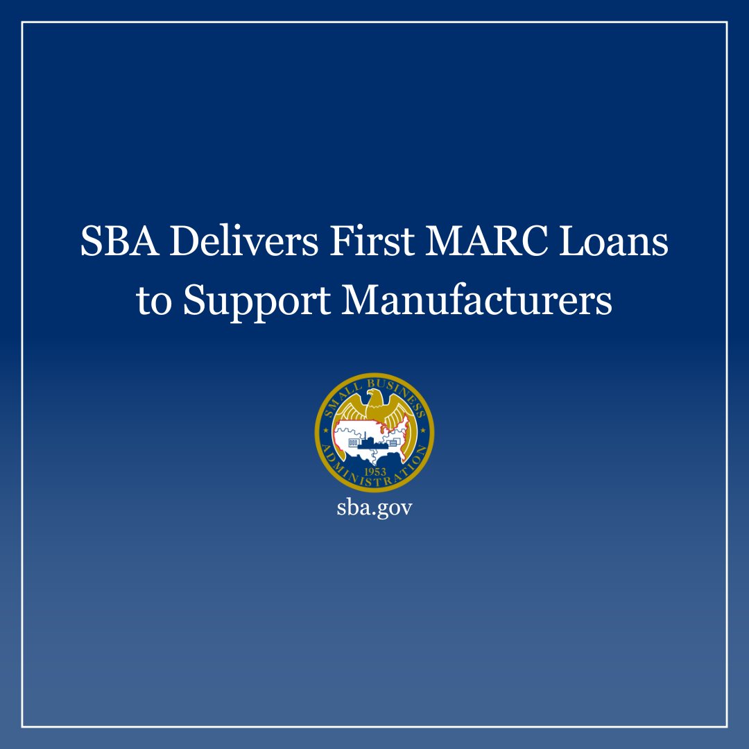 SBAgov's tweet image. HISTORY MADE: SBA’s new MARC loan program – our first loan program exclusively for manufacturers – has already delivered $3.5M.

We’re proud to support the return of American jobs and industrial strength! 

Read more here: sba.gov/article/2025/1…