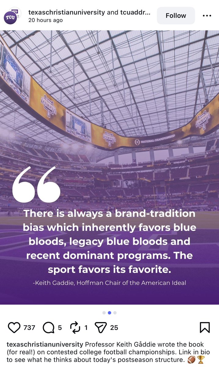 OVOAggie's tweet image. High level stuff here by TCU. 

“The sport favors the favorites” 

Can’t make it up.