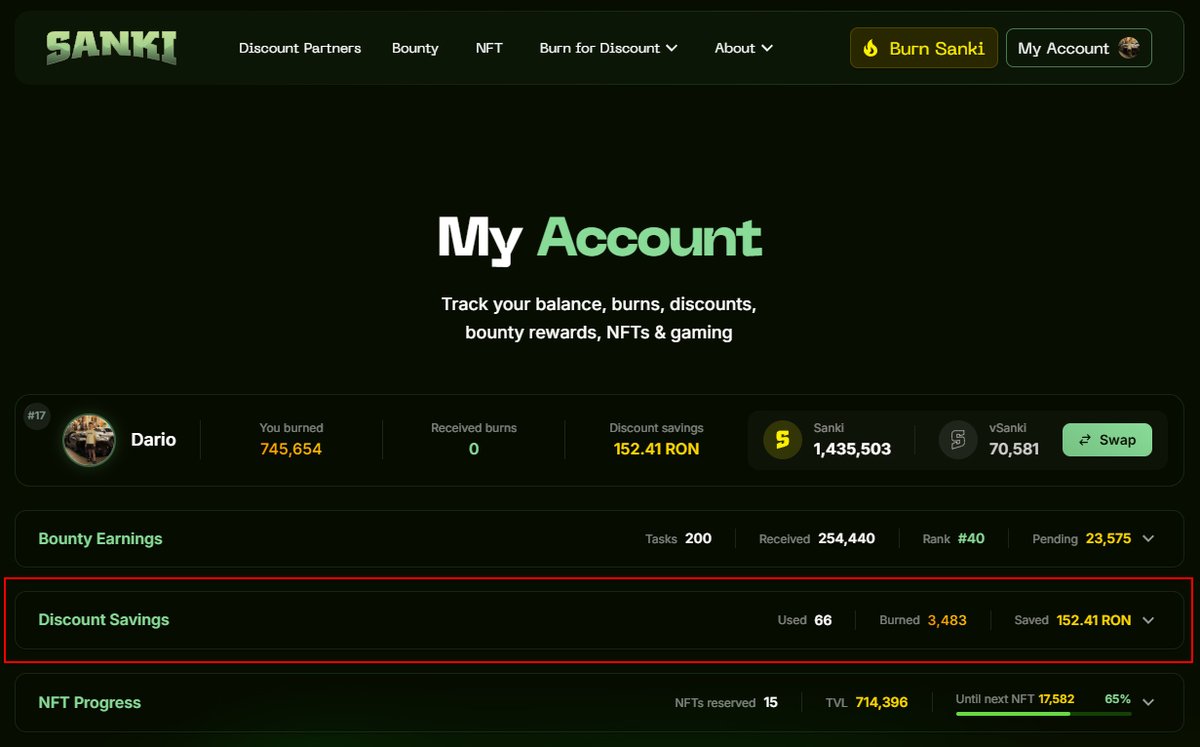 Two updates this week.

1. Login upgrade: Magic links are gone. One-time passwords (OTP) are now the standard - faster, simpler, more reliable and native app ready.

2. New in My Account: You can now see exactly how much money you've saved using Sanki discounts - and how much