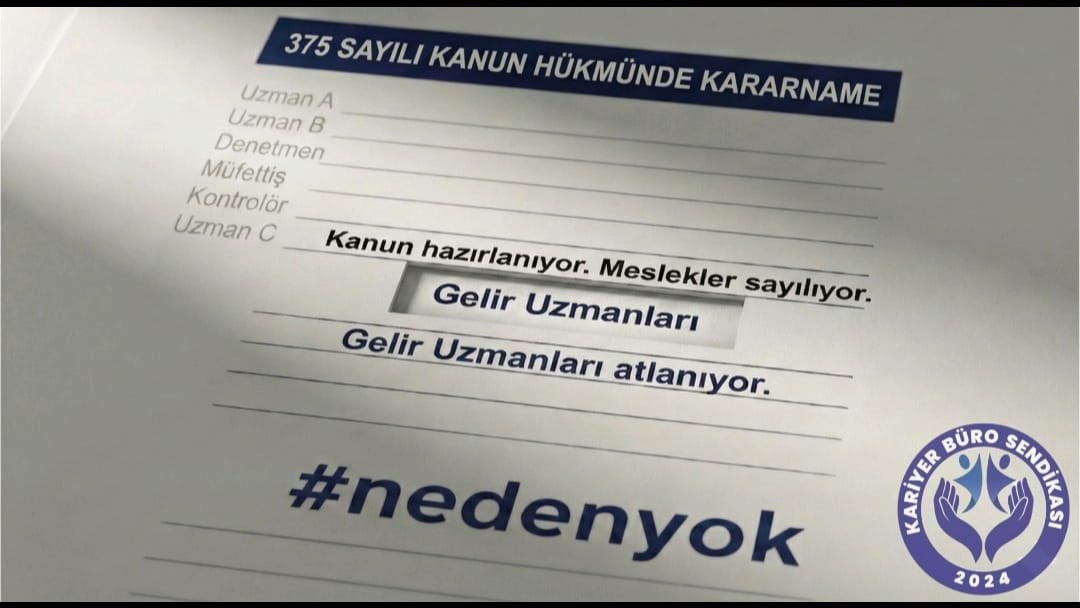 gcobann's tweet photo. @aktulgalibey @KariyerBuroSEN @RTErdogan @_cevdetyilmaz @avabdullahguler @mustafaelitas @mehmedmus Taşrada görev yapan kariyer uzmanların 375 sayılı KHK kapsamı dışında bırakılması uygulamasına son verilmeli,
çalışma barışı ve kurumsal adalet tesis edilmelidir.

Adaletin sağlanması için gerekli düzenleme artık ertelenmemelidir.

#nedenyok https://t.co/fPXG5xMWgV