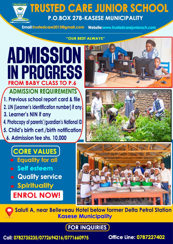 HudaEdigar's tweet photo. Trusted Care Junior School is creating room for more children to access quality learning in a supportive and values driven environment. Admissions remain open from Baby Class to P.6.
📍 Saluti A, Kasese Municipality
#AdmissionsOngoing #TrustedCareJuniorSchool || #TCJS https://t.co/noEwGshVSC