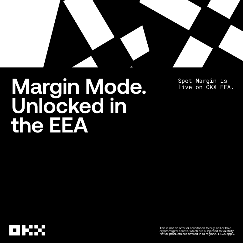 okx's tweet photo. Spot Margin is expanding across Europe with 10× amplification. 

Transparency, risk clarity, and a compliant, unified orderbook sit at the core of how OKX Spot Margin works.