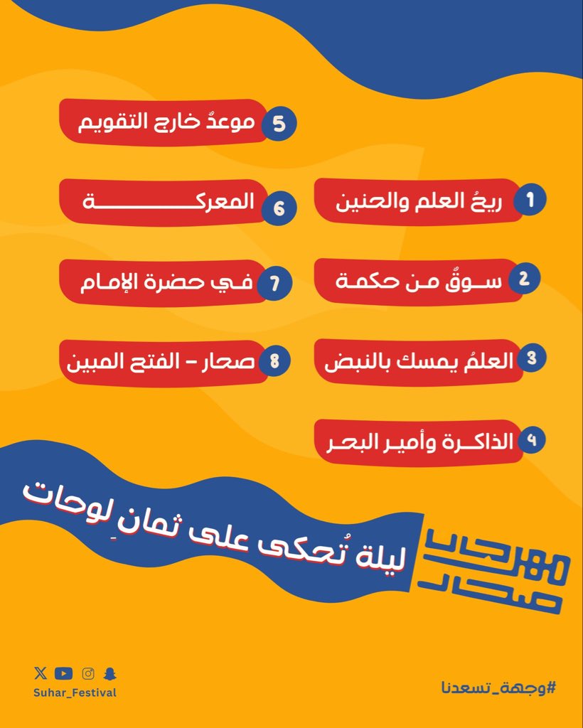 نلتقي بكم في افتتاح #مهرجان_صحار الرابع، ليلة مختلفة… وبداية تُحكى في #وجهة_تسعدنا وتجمعنا على الفرح 🎡✨