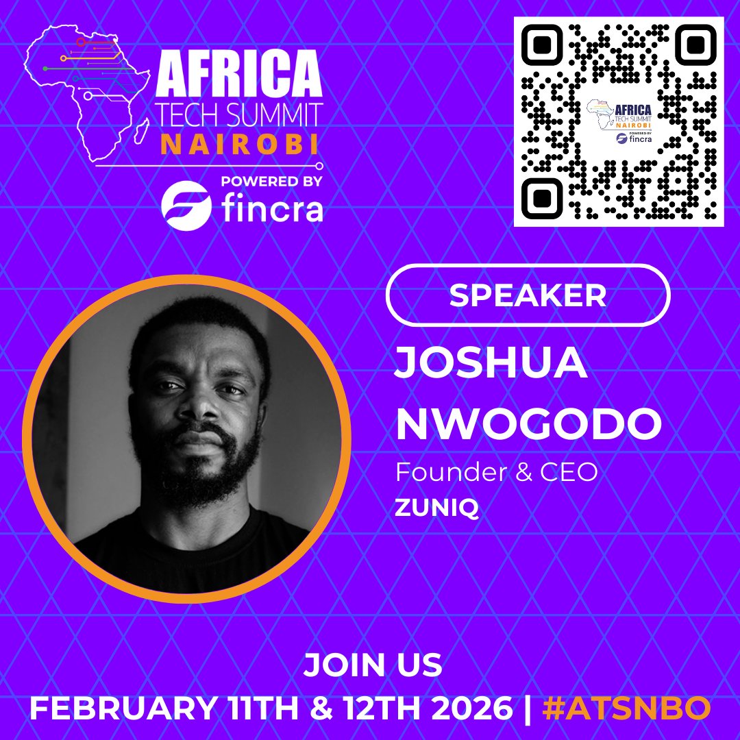 Africa Tech Summit Nairobi, Feb 11th -12th, 2026. Excited to have Joshua Nwogodo from <a href="/ZuniQHq/">ZuniQHq</a> join us on the #ATSNBO speaker line-up to share his expert insights. Join 2000+ leaders shaping Africa’s future. Register for Early Bird tickets: bit.ly/4s2T7zb