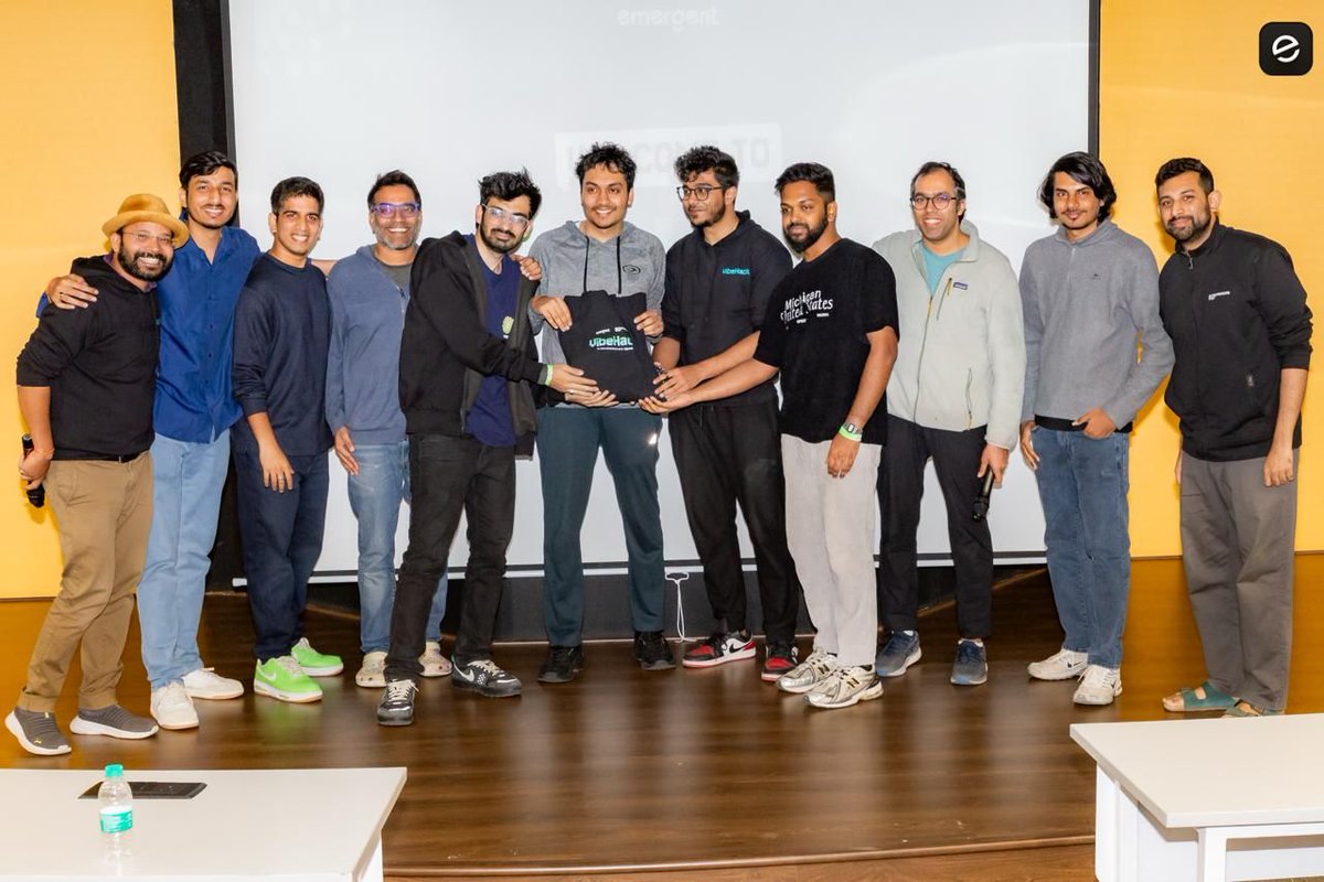 emergentlabs's tweet photo. Last weekend at #VibeHack was incredible. 

When you give talented builders the right tools and bring their energy together, magic happens.

Emergent helped builders tackle real-world problems with velocity and depth.

The winners of VibeHack:

🥇 SynthScene reimagining brand advertising through virtual product placement.

🥈 Shepherd bringing observability directly into developers' coding environments.

🥉 Medora AI saving veterinarians hours daily with voice-powered clinical documentation.

This is what's possible when AI meets agency. Lots more to come from our community!

@join_ef | @OpenAI | @SarvamForDevs @SarvamAI | @agnostai | @dodopayments | Polaris School of Technology | @Hack_Culture