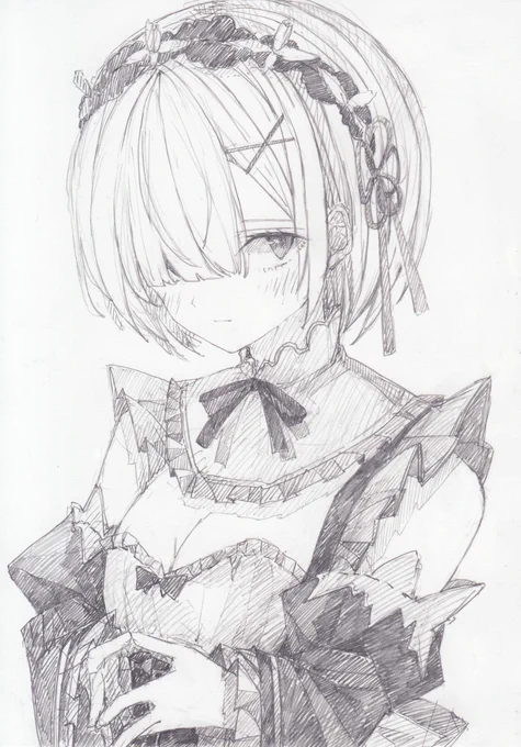 シャーペンで描きました Re:ゼロから始める異世界生活からレムです #リゼロ