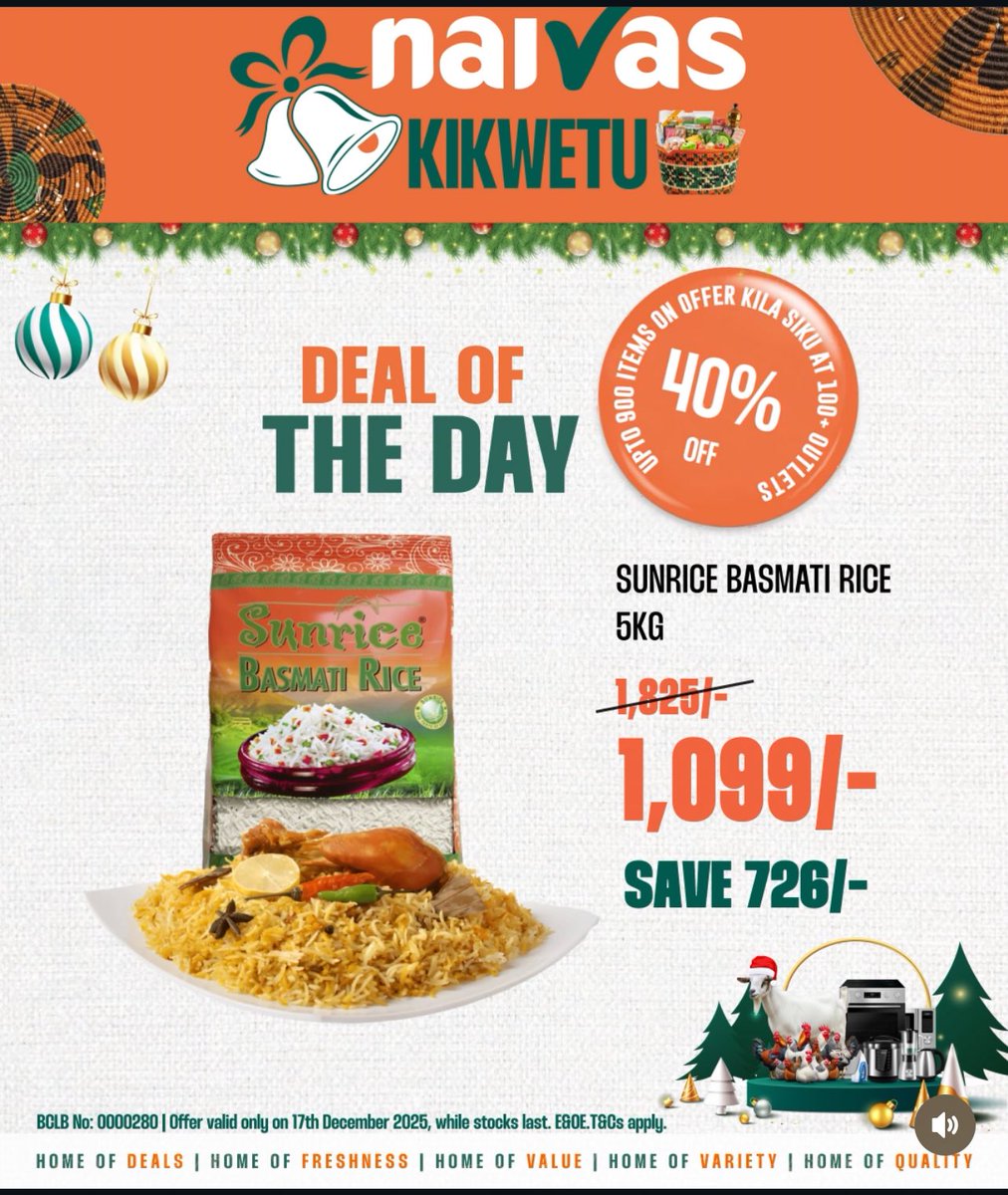 Mapunda_01's tweet photo. With Christmas Day approaching, here are some of the insane products you can enjoy today at Naivas.
#NaivasAt35 #NaivasKikwetu #35YearsOfDeals #BlackNovember https://t.co/weN0taHKdD