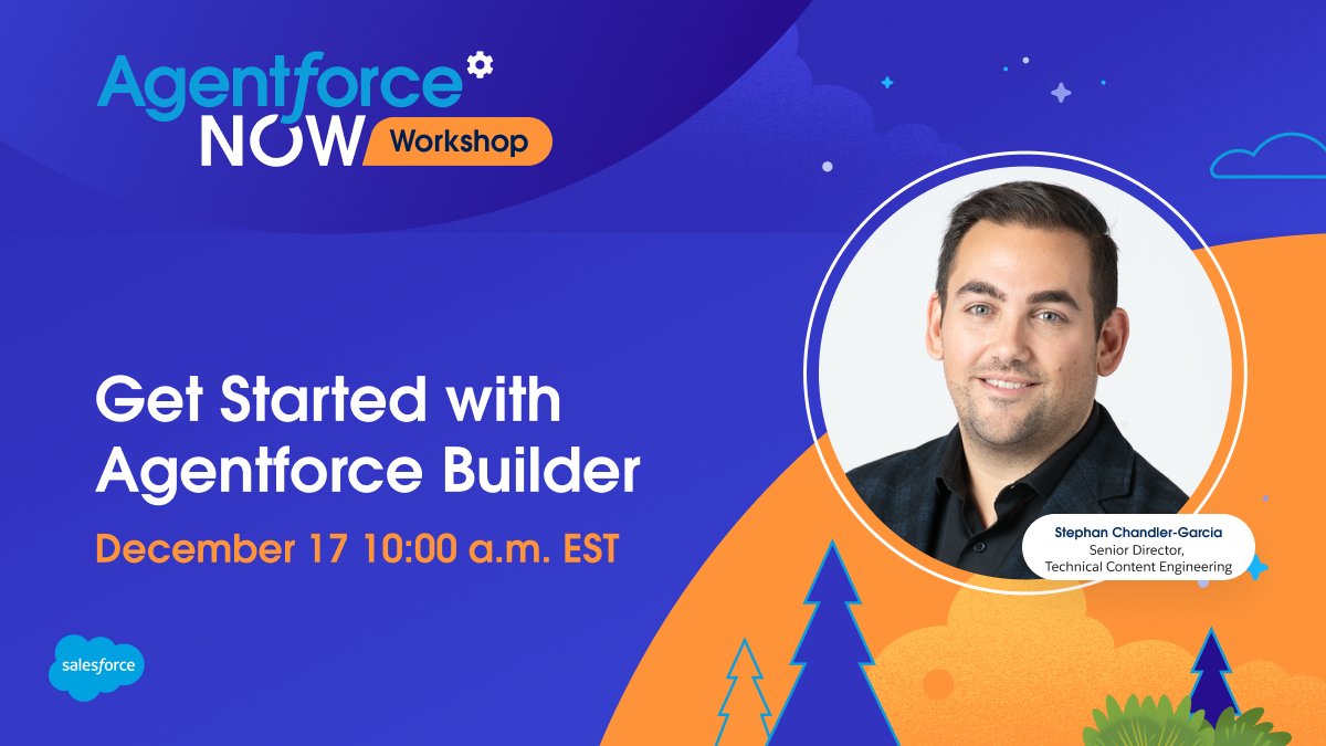 SalesforceDevs's tweet image. ⏰ 1 hour until the session starts.

Join the first-ever Agentforce NOW workshop on the new Agentforce Builder and learn a faster, more expressive way to build and control agents using Agent Script.

👋 See you today at 10:00 a.m. EST: sforce.co/4paLrsd