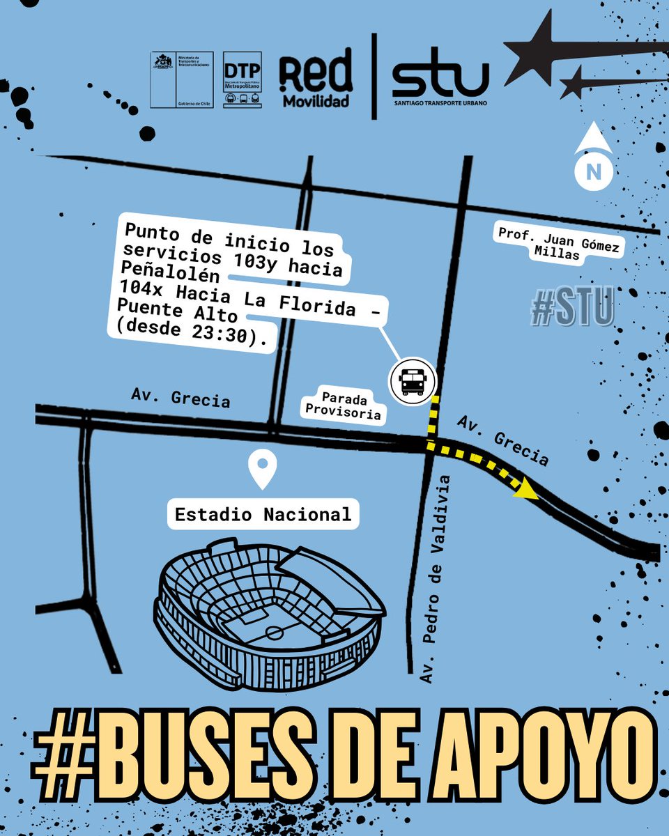 🎶🚌 Nos movemos contigo después del concierto de Macha &amp; El Bloque Depresivo en el Estadio Nacional. Buses de apoyo 103y y 104x desde las 23:30.

#STU #electromovilidad #busesred #buseselectricos #redmovilidad #BusesDeApoyo #EstadioNacional