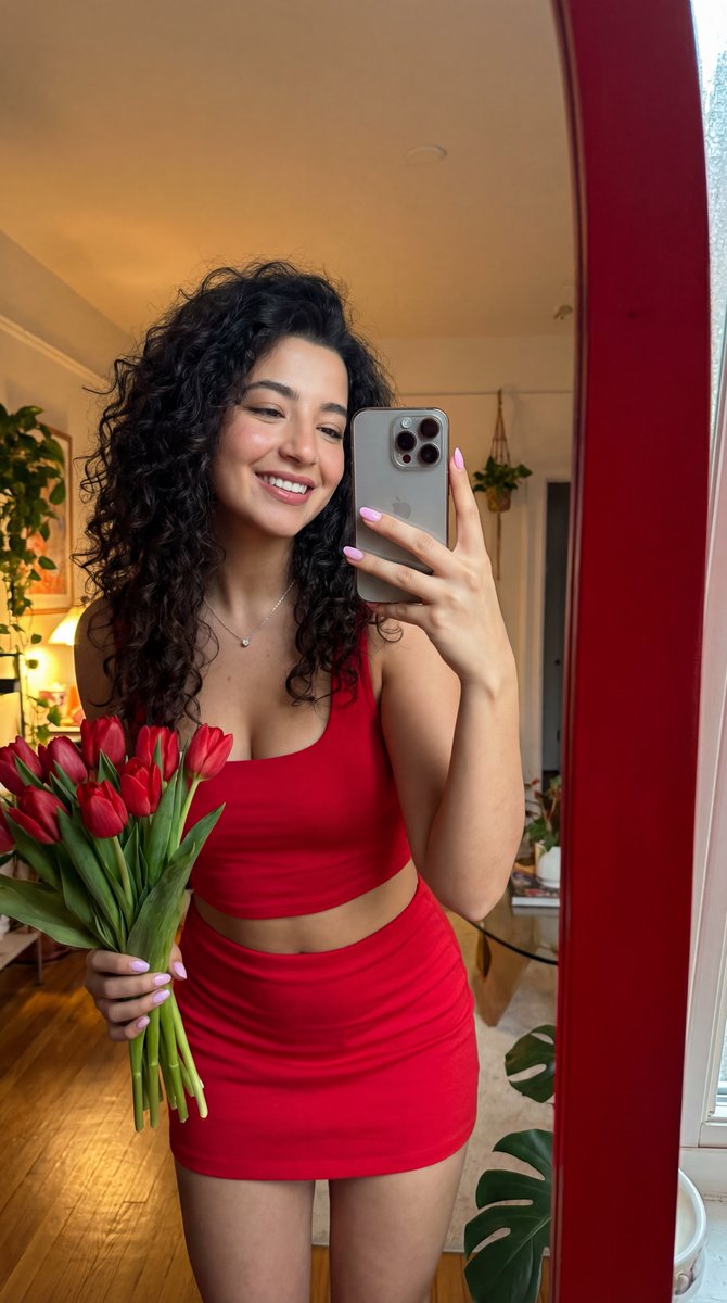Identity-Locked Coquette Mirror Selfie - AI template
