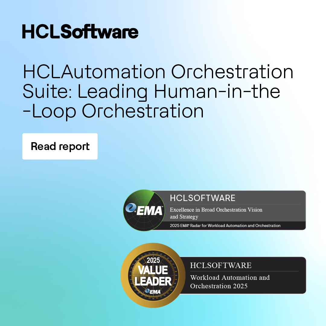 #EMA's report highlights our leadership in human-in-the-loop orchestration—bridging automation with collaborative decision-making. Our Value Leader position shows our strength in unifying #IT operations and business workflows.

Know more: hclsw.co/2m8xvz