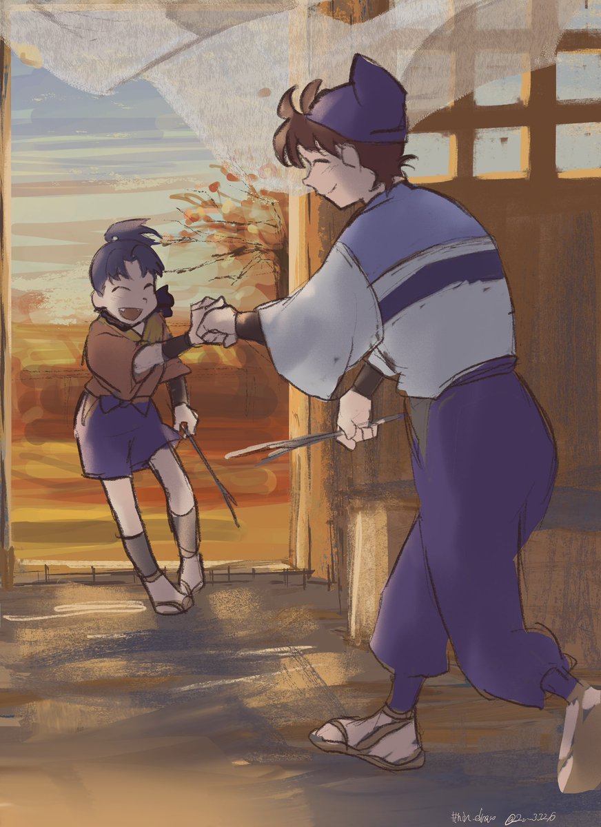 摂津のきり丸・土井半助 #nin_draw