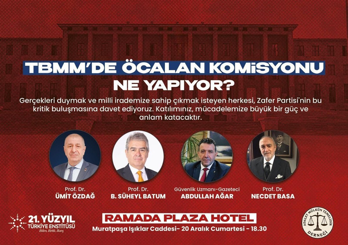 Gerçekleri duymak, ihanetin gölgesine karşı ses yükseltmek ve milletin iradesine sahip çıkmak isteyen herkesi panelimize bekliyoruz.
TÜRK MİLLETİ KAZANACAK, İHANET KAYBEDECEK!
Antalya 
Ramada Plaza Hotel
20 Aralık Cumartesi
Saat 18:30