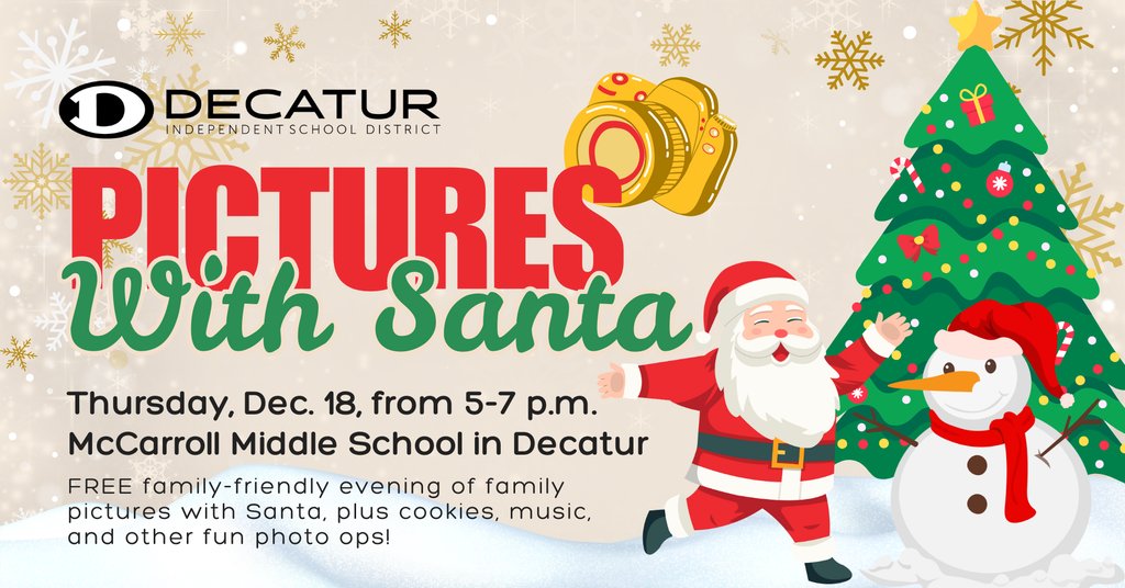 Decatur_MMS's tweet image. Looking for an opportunity for pictures with Santa.  Well, he will be at MMS tomorrow!