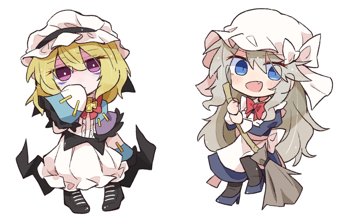 「これはアクキー用に描いたふたり。 でも実際印刷すると色が薄くなっちゃったのよね.」|穣樹のイラスト