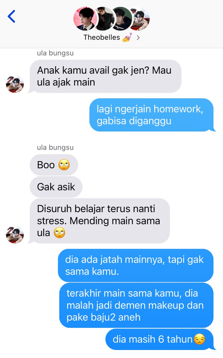 gwardern's tweet image. ini what if kitty, eve, kana sama ula jadi sibling. draftnya rada aneh di aku makanya ragu buat di up