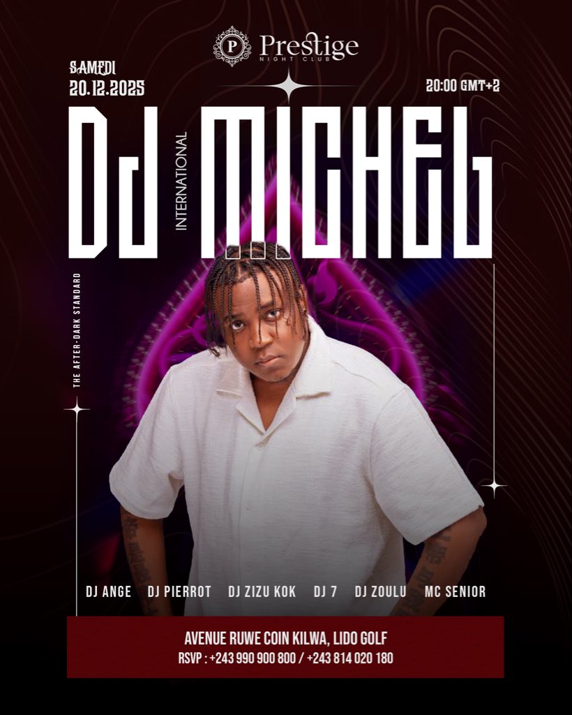 Lubumbashi Congo!! Biggest party this Saturday 20th December @prestigenightclub see y’all there 🥂