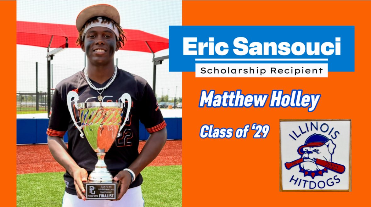 BoomHolley's tweet photo. 📚⚾️
Thank you Hit Dogs Illinois for awarding me the Inaugural Eric Sansouci Scholarship. 💙🧡
I’m encouraged to continue my pursuit of academic and athletic excellence.
@HitDogsIllinois @HFHS_BASEBALL @PrepBaseballIL @PG_Scouting @HFChronicle https://t.co/bcnDyYE1Ts