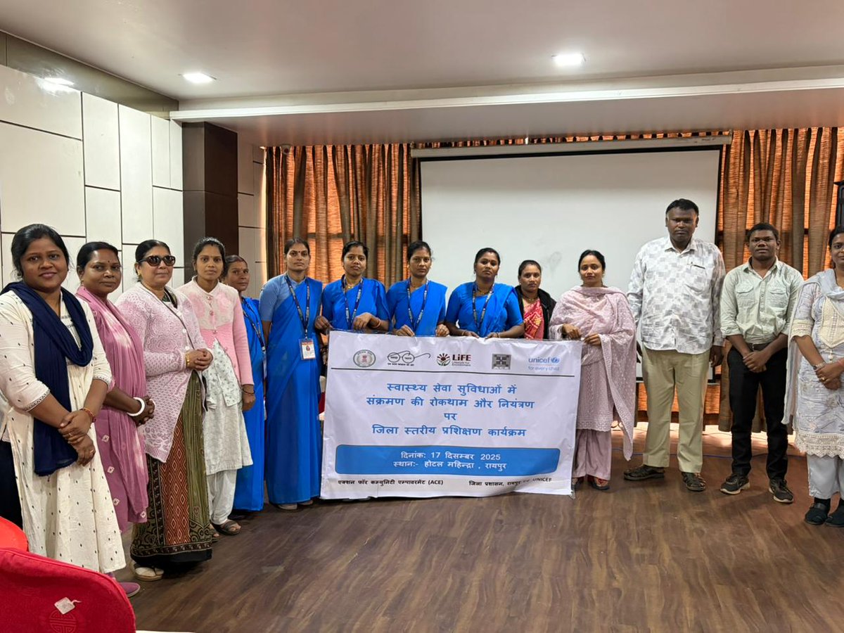 Successfully completed a District-Level Training on WASH in HCFs, IPC, BMW &amp; Safety of Housekeeping Staff today (17 Dec 2025) at Hotel Mahendra, Raipur, in the presence of Mr. Manish Kumar, DPM , Dr. Mithlesh Choudhary, CMHO Raipur &amp; Ms. Biraja Satapathy, WASH Officer, UNICEF CG