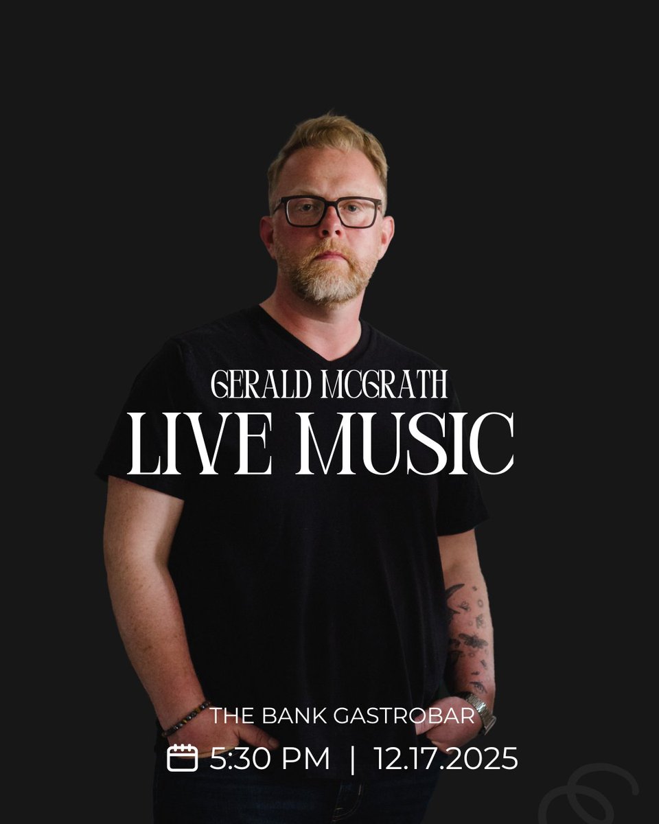 Join us tonight at The Bank Gastrobar as we welcome live music guest Gerald McGrath! 🎶
Music begins at 5:30 PM.

Booking link: loom.ly/fFjufxg

#livemusic #bankgastrobar #craftcocktails #downtownkingston #cocktaillounge #luxurystay #boutiquehotel
