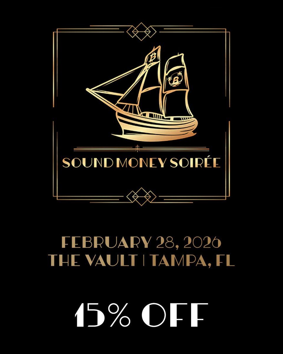 🌴  We're thrilled to support the upcoming Sound Money Soiree, Bitcoin Bay Foundation's signature charity gala event. 

🗓  Scheduled for Feb  28, 2026 at The Vault in Tampa, FL, it is bringing together #Bitcoin educators, entrepreneurs, and local leaders for an evening dedicated