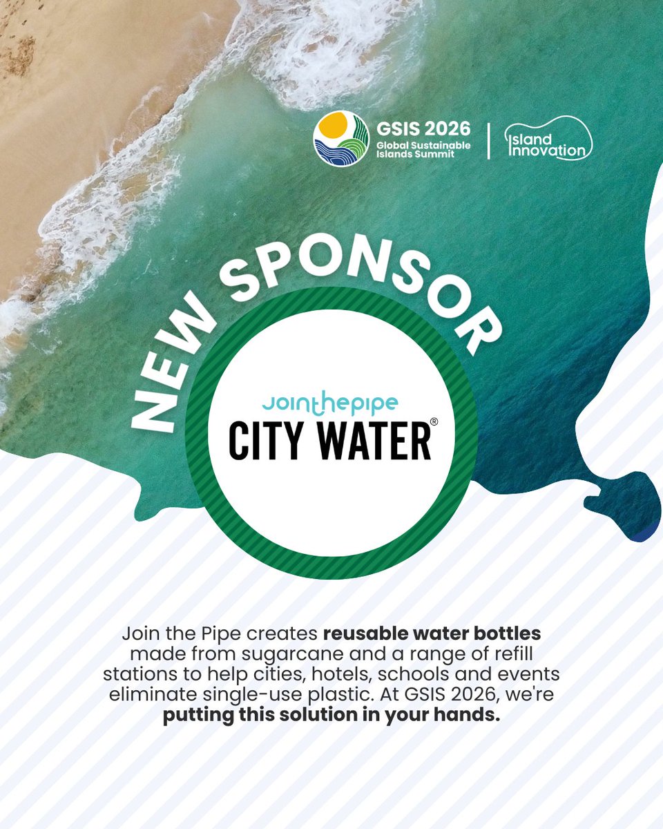 jellsmoor's tweet photo. Meet @jointhepipeUK, our newest partner for the Global Sustainable Islands Summit 2026.
Attendees will experience their #innovation firsthand with #reusablebottles and refill stations that reflect the summit's commitment to #sustainability.
Learn more: https://t.co/ES0JZphx5f https://t.co/IYzOj2QQ8h