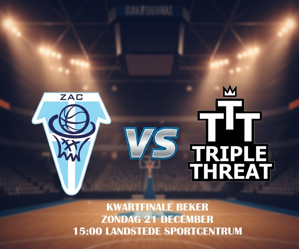 BEKERKOORTS IN ZWOLLE! 🏆

Onze mannen van ZAC M22-1 hebben jouw steun nodig! Zondag a.s. spelen we de kwartfinale van de Nederlandse Basketball Cup tegen Triple Threat uit Haarlem.
📍 Landstede ABC CC
🕒 Aanvang: 15.00 uur
📅 Zondag 21 december

🏀🔥  #BasketballCup #Zwolle