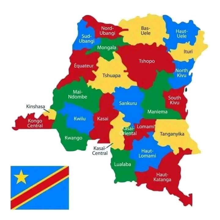 jacobshukuru's tweet image. LES 26 PROVINCES DE LA RDC 🥰🇨🇩

La plus petite est le Kasaï-Oriental (9 481 km²) et la plus vaste est la Tshopo (199 567 km²)

1. Equateur (ex Equateur)
– Chef-Lieu  : Mbandaka
– Langue      : Lingala
– Superficie : 103 902 km²

2. Sud-Ubangi (ex Equateur)
– Chef-Lieu  : Gemena…