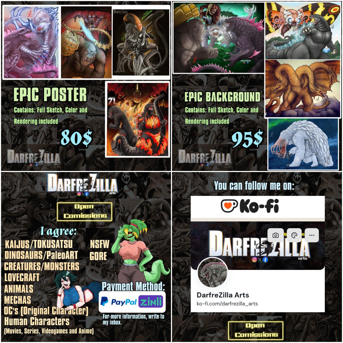 [Update 17/12/2025]
🎨✨ Commissions are OPEN! 🎨 
 
Monsters, Kaijus, Mechas, OCs, and character art (Available NSFW), all crafted with detail and passion.  
DM me to bring your ideas to life!

 #commissionsopen #digitalart #artistsonx #Godzillafanart