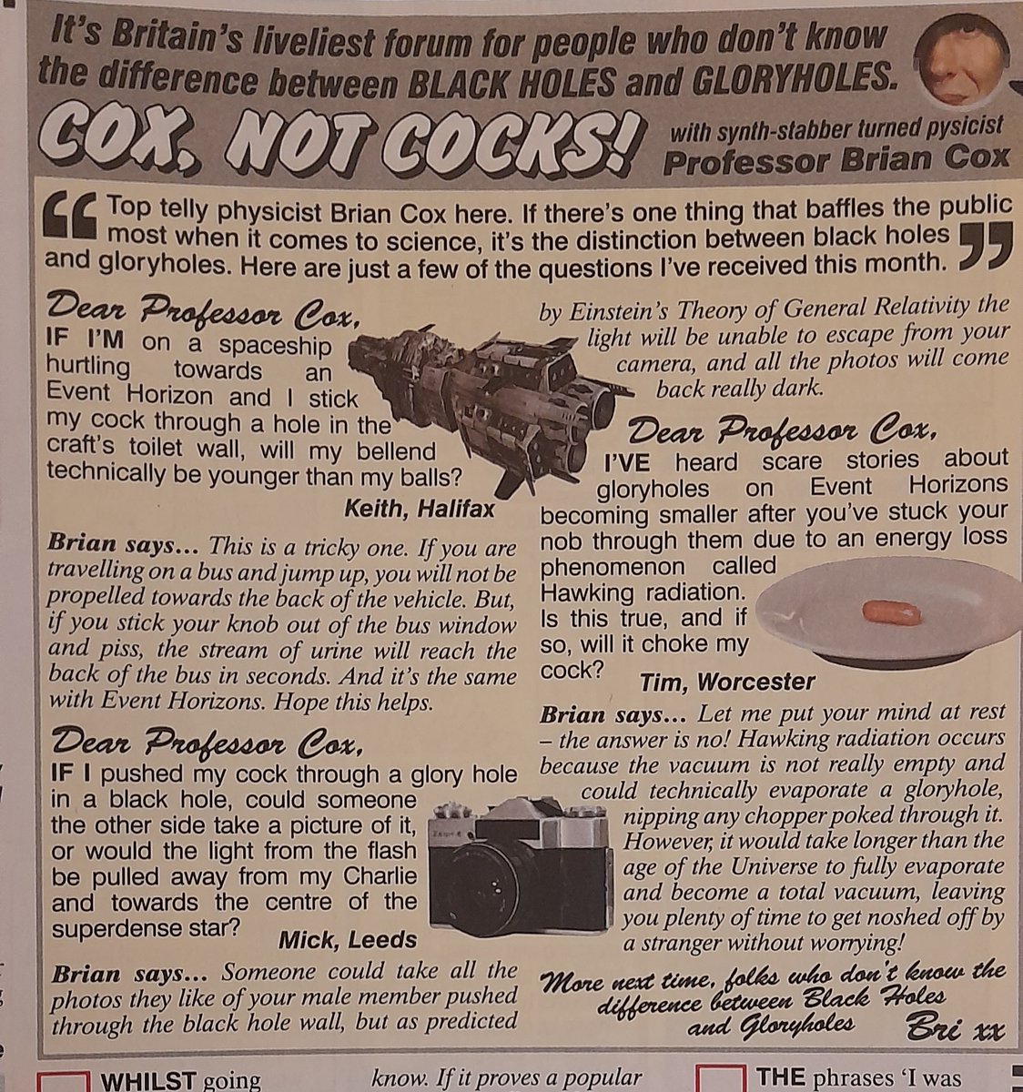 A few bits and bobs in the <a href="/vizcomic/">Viz Comic</a> annual including FA using time travel to win 1966 World Cup again and a Brian Cox forum for those who don't know the difference between black holes and gloryholes...