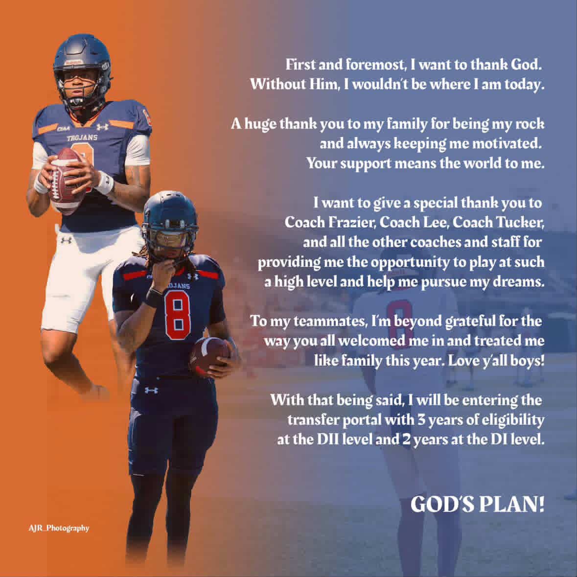 Briggs1Savan's tweet image. 6’2, 205 lb Qb with 3 years DII and 2 years DI! Extremely grateful for VSU. Excited for what’s to come!