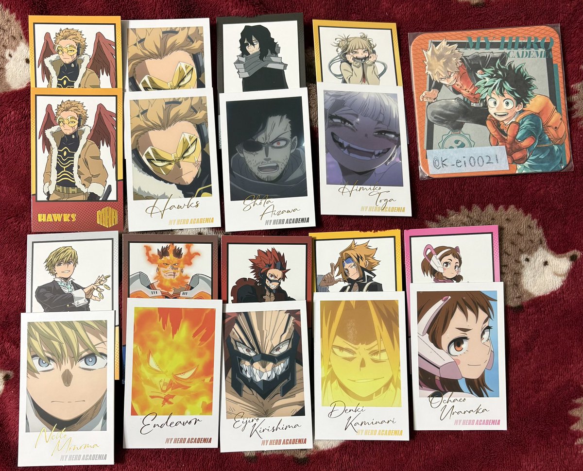 【譲渡￤交換】僕のヒーローアカデミア ヒロアカ フォトカードコレクション

譲￤ホークス 相澤 トガ 物間 エンデヴァー 切島 上鳴 麗日

求￤同異種緑谷 or定価(キャラ毎2枚で220)

お声かけ重なる場合上段は下段含む方優先させて頂きます
プロカ確認だけお願いいたします🍀
