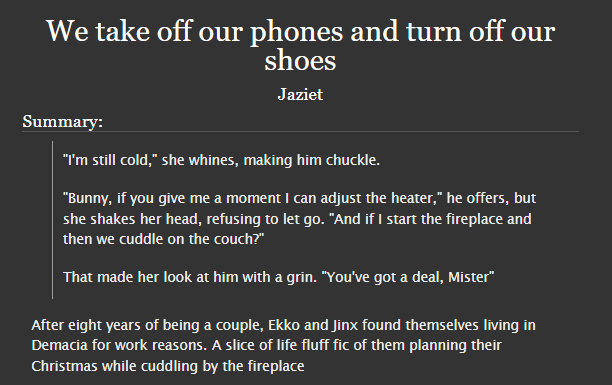 Here's the 3rd fic for #winterbomb2025
By The Fireplace
(Fun fact: that cat picture is actually a photo of my baby. Wait for tomorrow to se another one)
archiveofourown.org/works/75923796
#TimeBomb #Jinx #Ekko