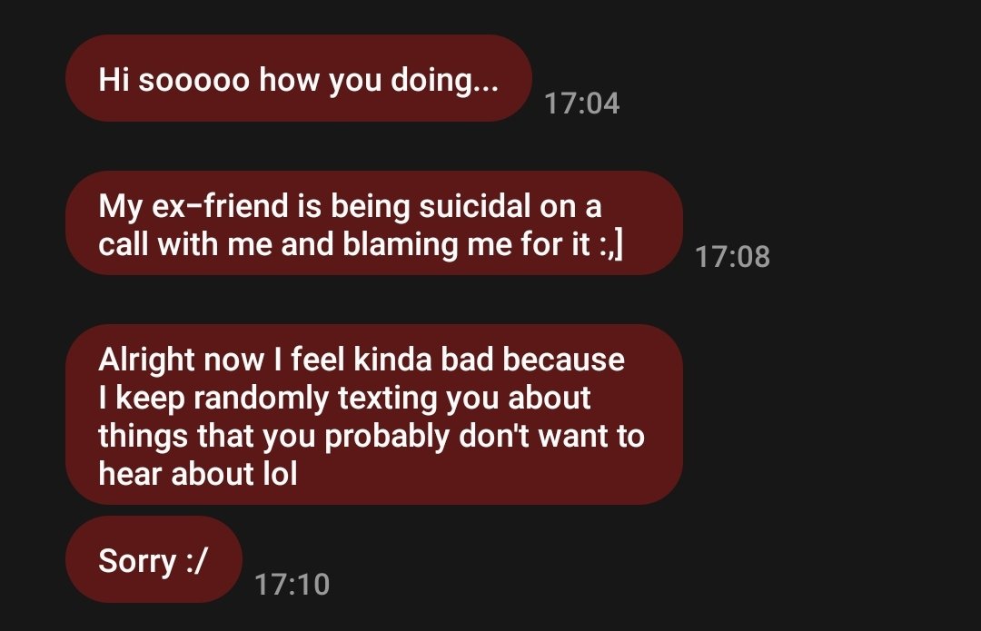 hungrycorpseboy's tweet image. we broke up 4 years ago and talk once in a blue moon why would you text me out of anyone