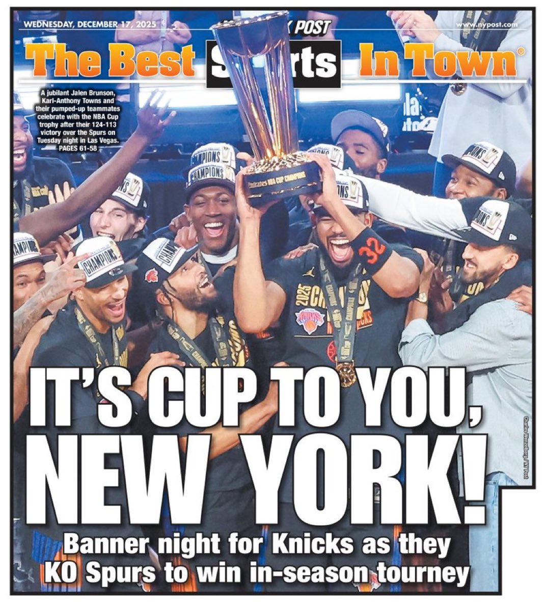 ¡Buenos días, Knicks fans! 🏆 

#NewYorkForever  #NBACupChampionship