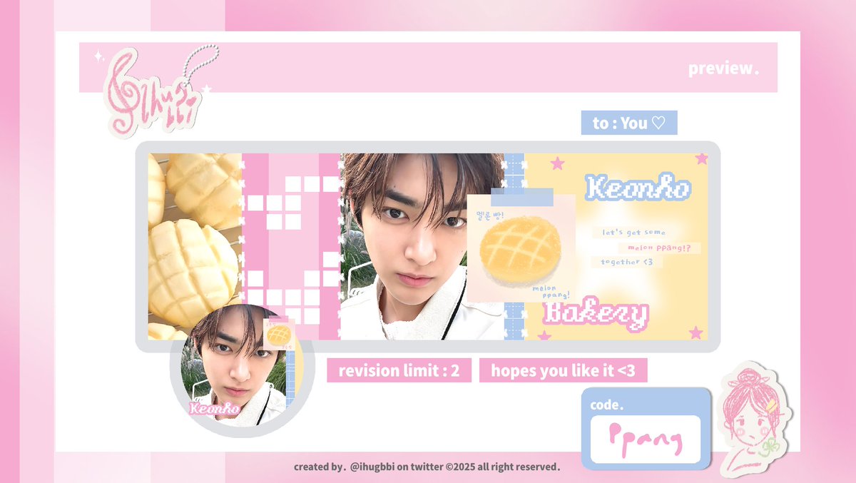 ihugbbi's tweet image. help repost yah! thank you :3

hAlo!? bbi bawa ready stock layout ppang edisi juhoon &amp;amp; keonho yah! price nya only 10.000 sudah bisa re-text!! 🥯⭐ yuk jajan :DD

#zonauang