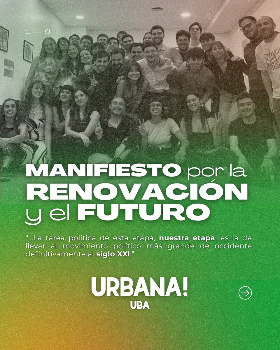 𝙈𝙖𝙣𝙞𝙛𝙞𝙚𝙨𝙩𝙤 𝙥𝙤𝙧 𝙡𝙖 𝙍𝙚𝙣𝙤𝙫𝙖𝙘𝙞ó𝙣 𝙮 𝙚𝙡 𝙁𝙪𝙩𝙪𝙧𝙤 🇦🇷
👉🏼 Somos un grupo de estudiantes, graduados y docentes de la Universidad Pública Argentina que formamos parte del movimiento nacional justicialista.