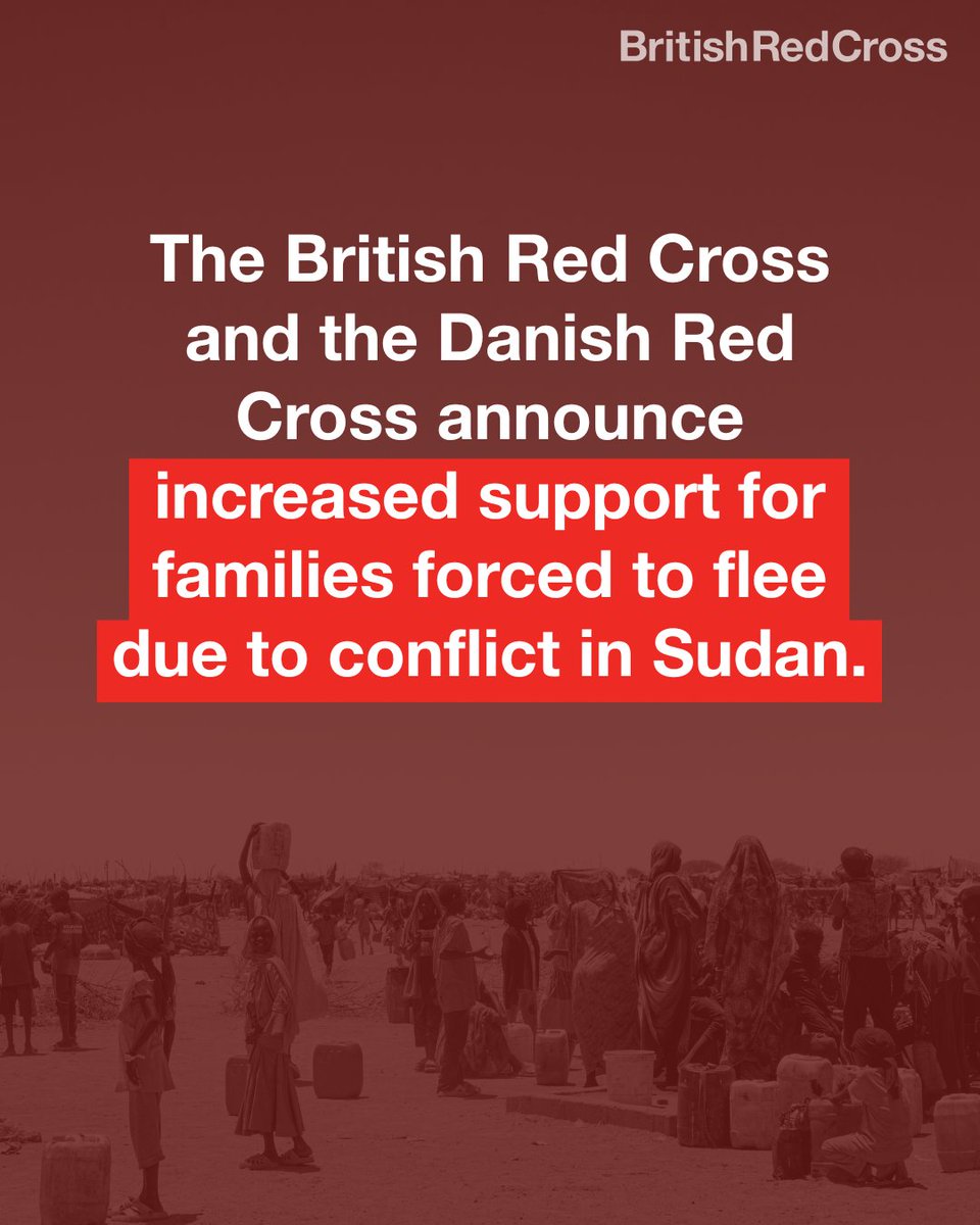 BritishRedCross's tweet photo. Over the next two months, together with the @danskrodekors, we will support @SRCS_SD with cash and voucher assistance for families forced to flee from the violence in the Darfur and Kordofan regions, plus shelter items for those fleeing El Fasher. https://t.co/c0gLLqHkgf