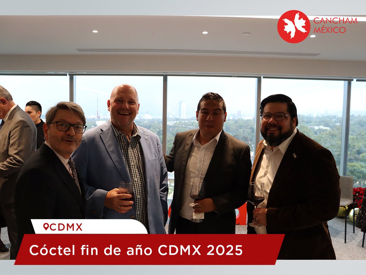CanChamMx's tweet photo. Un cierre de año memorable para la comunidad de negocios México-Canadá

Cerrar un ciclo es tan importante como iniciarlo. El pasado 10 de diciembre, la comunidad de CanCham Mexico se reunió para despedir el 2025, un año lleno de retos superados y metas alcanzadas, y para brindar por las grandes oportunidades que nos aguardan en el 2026.

Fue un privilegio llevar a cabo este encuentro en las espectaculares instalaciones de Scotiabank México, un escenario inmejorable que nos permitió disfrutar de la calidez y el networking de alto nivel que caracteriza a nuestra Cámara.

Nos sentimos honrados de haber contado con la distinguida participación del Embajador de Canadá en México, Cameron MacKay, quien nos compartió reflexiones clave sobre la sólida amistad y la cooperación continua entre nuestras naciones.

Asimismo, agradecemos profundamente a nuestro anfitrión, Pablo Elek Hansberg, Vicepresidente Ejecutivo y Director General de Scotiabank México. Su visión y liderazgo son un referente en nuestra comunidad, y su hospitalidad hizo de esta velada un evento único.

El mensaje de unidad y proyección a futuro fue reforzado por nuestro Presidente Nacional, Noriega, Luis, y nuestra Directora General, Carla Bustillos, quienes reafirmaron el compromiso de CanCham de seguir siendo el puente estratégico para los negocios entre Canadá y México.

Un evento de esta magnitud no sería posible sin la confianza y el respaldo de nuestros patrocinadores, a quienes extendemos nuestro más sincero agradecimiento por su apoyo incondicional:

🔸 Air Canada
🔸 Scotiabank
🔸 Telus Health
🔸 Gylsa

Gracias a todos los socios, aliados y amigos que nos acompañaron. Su presencia es el motor de esta organización.

Les deseamos unas felices fiestas y un 2026 lleno de prosperidad y éxito compartido.

#CanChamMx #RelacionBilateral #Networking #BusinessCommunity