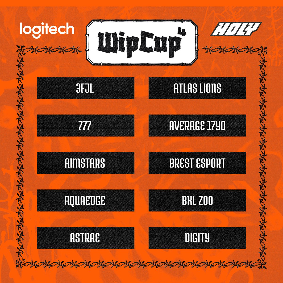WiPRenaud's tweet image. Nous y sommes, voici les 40 équipes qui participeront à la WIPCUP 4 ! 

⚔️ Sur les 80+ inscriptions nous avons retenu les meilleures. ELO minimum : Immo 2

🗓️Rendez-vous vendredi à 19h pour le début de la compétition