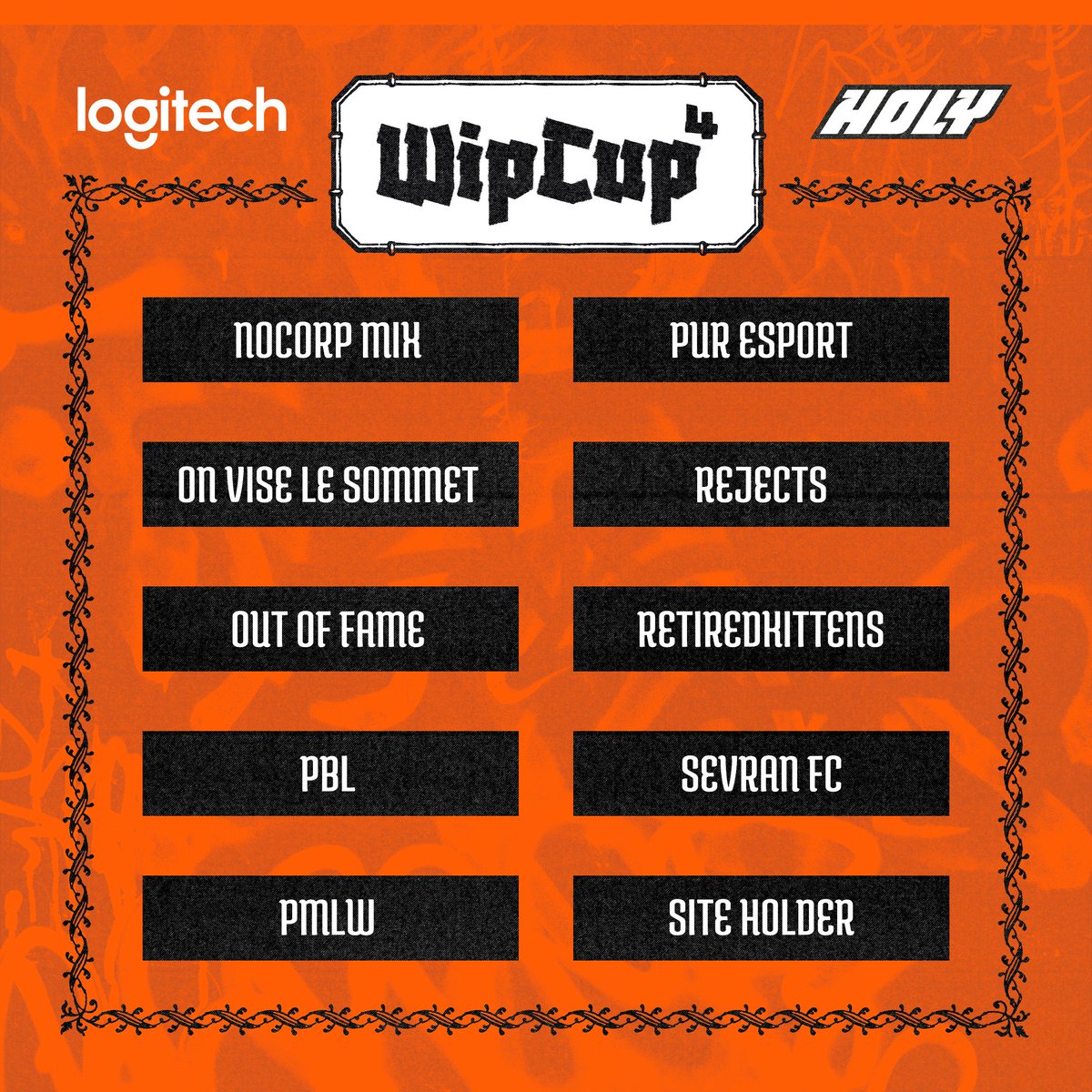 WiPRenaud's tweet image. Nous y sommes, voici les 40 équipes qui participeront à la WIPCUP 4 ! 

⚔️ Sur les 80+ inscriptions nous avons retenu les meilleures. ELO minimum : Immo 2

🗓️Rendez-vous vendredi à 19h pour le début de la compétition