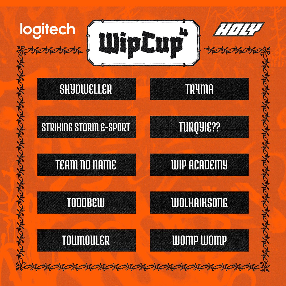 WiPRenaud's tweet image. Nous y sommes, voici les 40 équipes qui participeront à la WIPCUP 4 ! 

⚔️ Sur les 80+ inscriptions nous avons retenu les meilleures. ELO minimum : Immo 2

🗓️Rendez-vous vendredi à 19h pour le début de la compétition