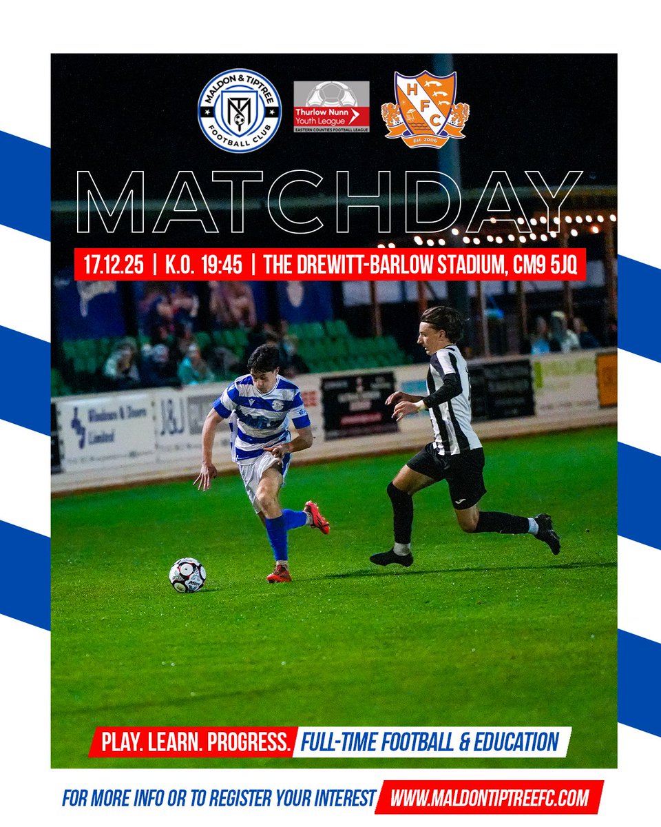 MATCHDAY. 🍓

🆚 Holland U18s
🏟️ The Drewitt-Barlow Stadium, CM9 5JQ
⏰ Kick-off 7:45PM
🏆 Thurlow Nunn Youth League