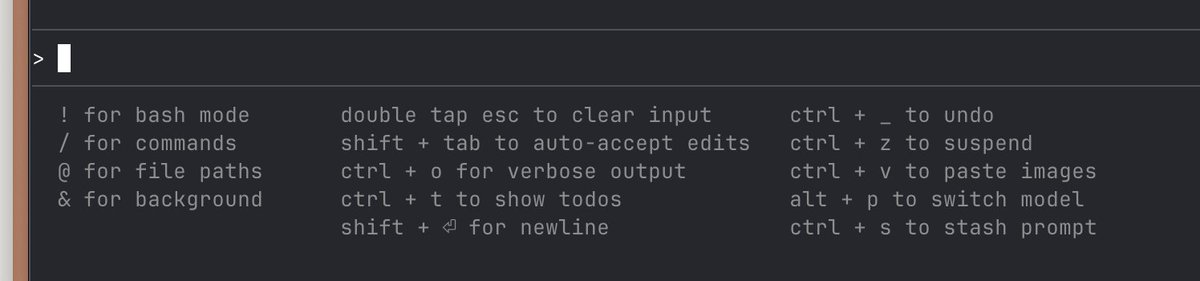 philmareu's tweet photo. Ah. Stumbled on shift + / to show this in Claude Code. https://t.co/CwKGovhWo5