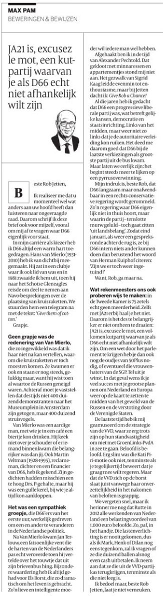 RobRiedijk's tweet image. Een van de vele goed bedoelde waarschuwingen aan @RobJetten @D66 om niet zee te gaan met de PVV-ers en ultrarechtsbuiten van #JA21 @JuisteAntwoord Het is al tragisch genoeg om met @DilanYesilgoz @VVD te moeten onderhandelen.